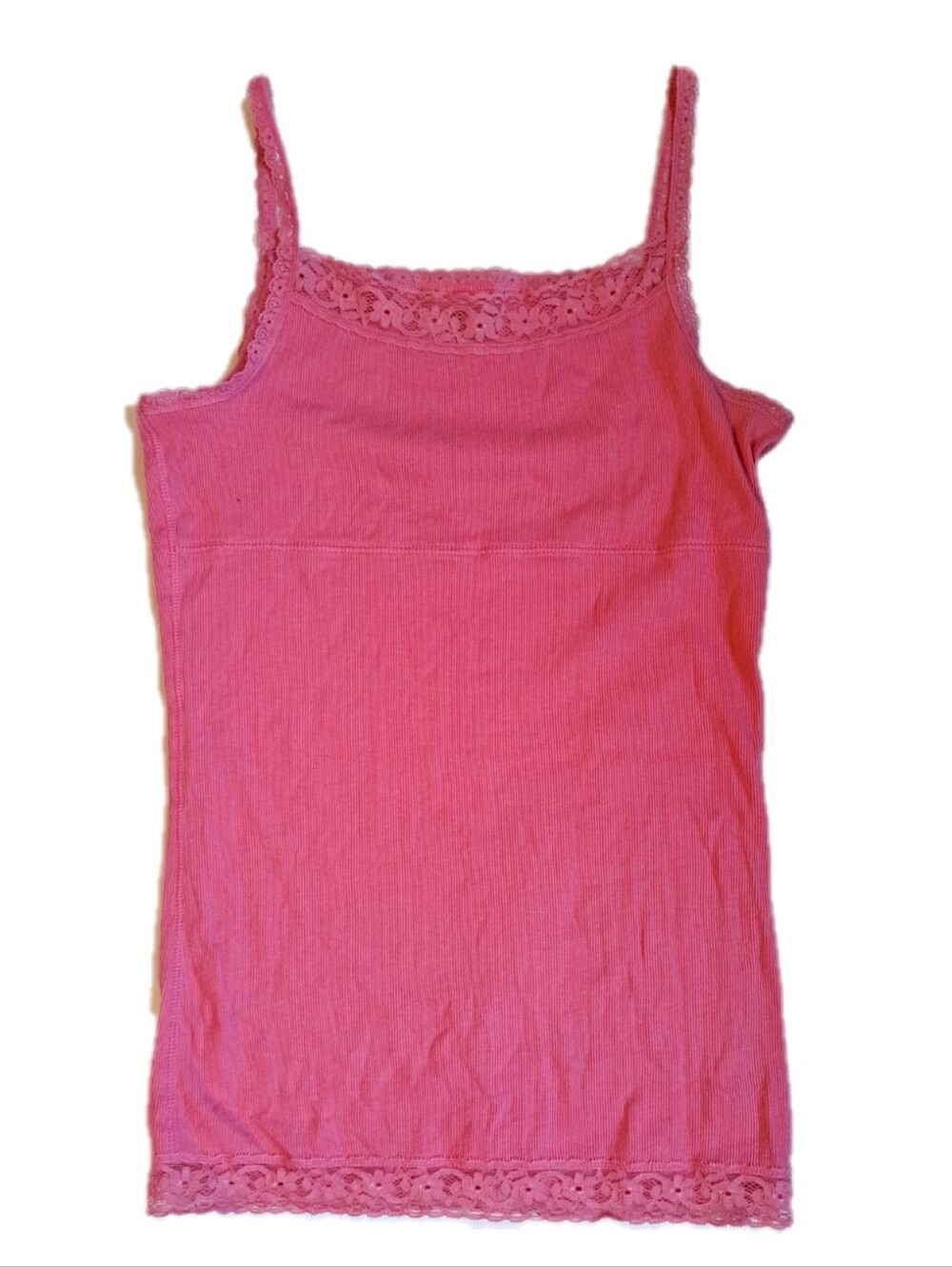 4/$15 🌻 Cherokee XL Coral Pink Short-Sleeve Tank with Lace Trim Y2K